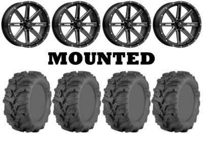 Kit 4 ITP Mud Lite XTR Tires 27x9-14 on MSA M41 Boxer Gloss Black Wheels POL