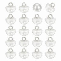20 StüCk Runde Kunstperlen-KnöPfe 10Mm Mit Metallstiel FüR Diy, Perlmuttweiß