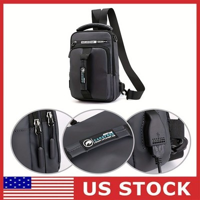Men's Sling Crossbody Bag Anti-theft Chest Shoulder Messenger Back Pack USB Port