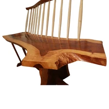 George Nakashima Style Conoid Bench with Spindle Back