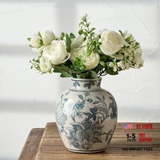 Ceramic Chinoiserie Floral Vase  6.3 Inch Blue and White 18443-blue and White