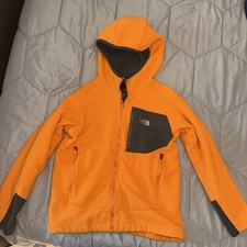 Kids North Face Jacket Medium 10/12 Zip Up Fleece Orange Preowned Fair Condition