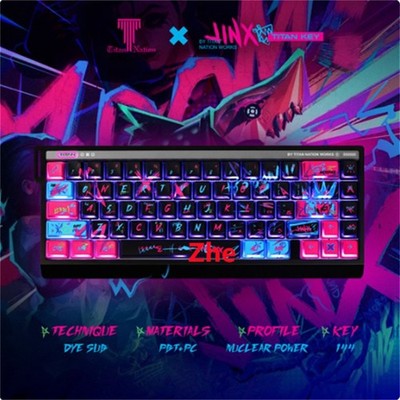 LOL Arcane Jinx PBT Keycaps Cherry MX Side-Lit For RGB Keypads 130/144 Keys