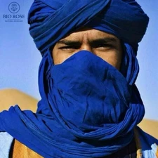 Personalized Blue Tuareg Scarf: Berber Turban, Moroccan Head Wrap 3 metres