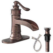 Stylish Waterfall Bathroom Faucet with Copper Finish  Complete Installation Kit