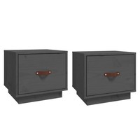Nachttische2Er Set Grau 40X34X35 Cm Massivholz Kiefer Bettisch Nachtkonsole Bett