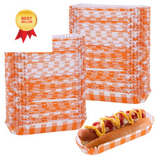 LMTNNB 300Pcs Hot Dog Trays, 6'' Paper Food Trays Eco Friendly, Large, Orange 
