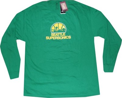 Seattle Super Sonics Throwback Hardwood Adidas Long Sleeve Shirt New Tags