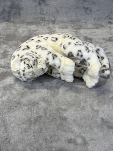 Vtg Hansa Creation Snow Leopard Cub Sleeping Realistic Animal Plush France 13"
