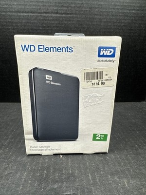 Western Digital (WD) Elements 2TB Portable External Hard Drive, New! Open Box!
