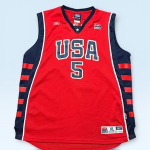 Vintage USA Basketball Jersey Boys XL Red Athens 2004 Olympics Marbury 5 Reebok