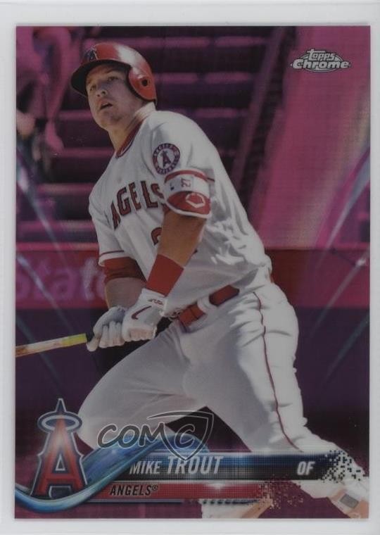 2018 Topps Chrome Pink Refractor Mike Trout #100 6m1
