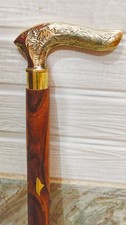Victorian Style Designer Brass Handle Cane Vintage Nautical Wooden Walking Stick