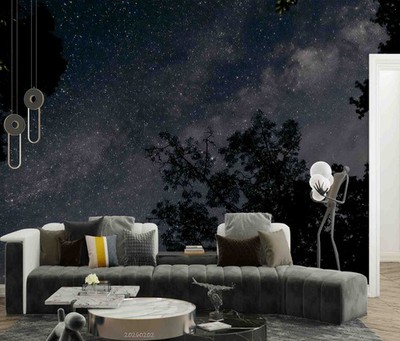 3D Forest Starry Sky Night Scene Wallpaper Wall Murals Removable Wallpaper 9