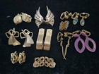 Gold Tone Clip On Earrings Signed Emmons Giovanni Rhinestones 11 Pairs Vtg Lot — photo 3