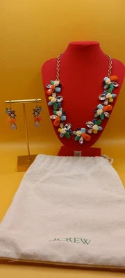 J.Crew Vintage Rose Garden Gold Tone Statement Necklace W/gold Tone Hook Earring - Image 1 of 4