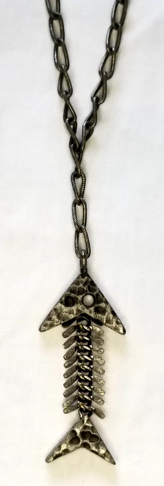 鱼骨 3 英寸吊坠链式项链良好殖民地锡罐蒸汽朋克哥特 — 第 2/4 张图片