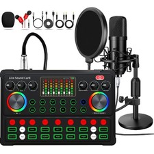 Podcast Equipment Bundle, 48V Condenser Microphone Bundle with M300 Voice Cha...