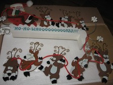 Vintage Christmas Decor Hanging Wooden Santa Claus and Pals