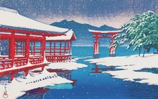 Orenco Originals Kawase Hasui Miyajima Shrine Snow Counted Cross Stitch Pattern