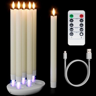 LED Kerzen flammenlos mit Timer 6er Set Echtwachs 3D Flamme Deko Hochzeit Party