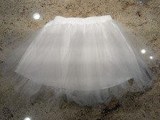 Big Girls Tutu Skirt Layered Tulle Dress Sparkle Halloween Tutu White