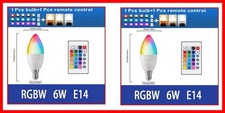 2 x Smart LED Bulb 6W Dimmable Light 16 Colors E14 RGB + 2 Remote Control