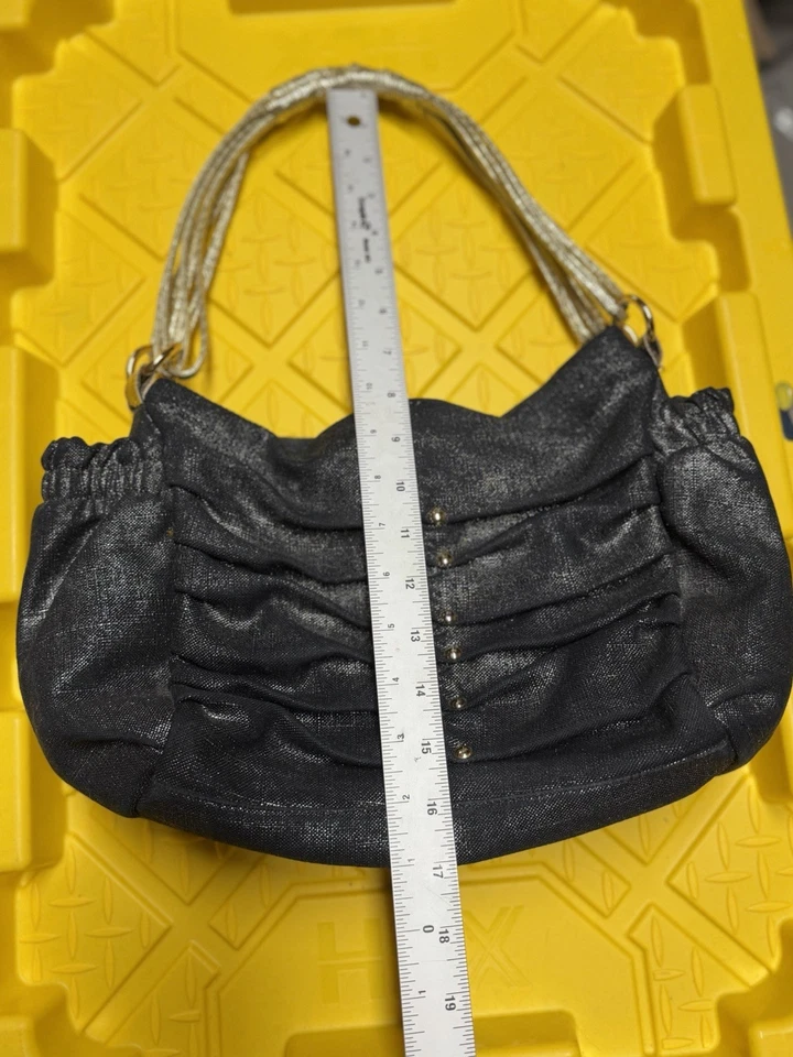 Bolso de Hombro Cartera Vintage Y2K BCBG Girls BCBG Denim Dorado Tachonado Foto 4 de 4