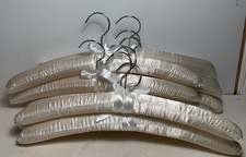 Set of 9 Ivory Satin Padded Clothes Hangers with Bows 17 in.