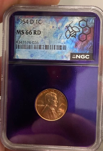 1954-D 1C MS66 RD Wheat Cent - NGC Purple Core - Red Penny