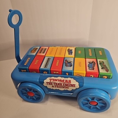 Vintage Thomas & Friends Pull-a-Long Wagon W/ Building Learning Blocks Toddlers