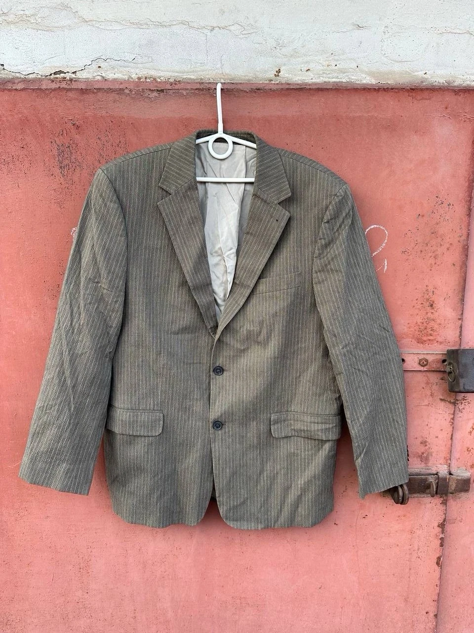 Italian Blazer Lanificio Luigi Zanieri Pinstripe Suit Jacket Gray 2 Button 50L