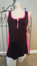 CENTRAL PARK Women's Size M ACTIVE WEAR Running Top Racer Back Black Pink NEW