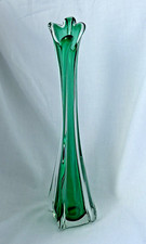 Vintage Murano Forest Green glass bud vase
