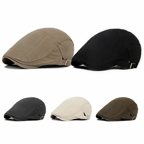 Solid Cotton Gatsby Cap Mens Summer Sun Flat Cabbie Newsboy Ivy Hat Golf Driving - Picture 4 of 23
