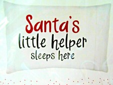Christmas Pillow Case Santas Little Helper Sleeps Here Festive Xmas Bedding New