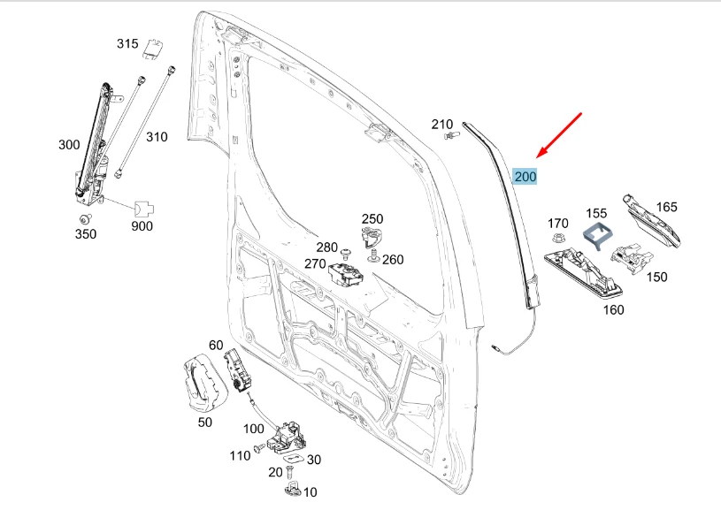 MERCEDES-BENZ VITO W447 Tailgate Right Sensor Strip  