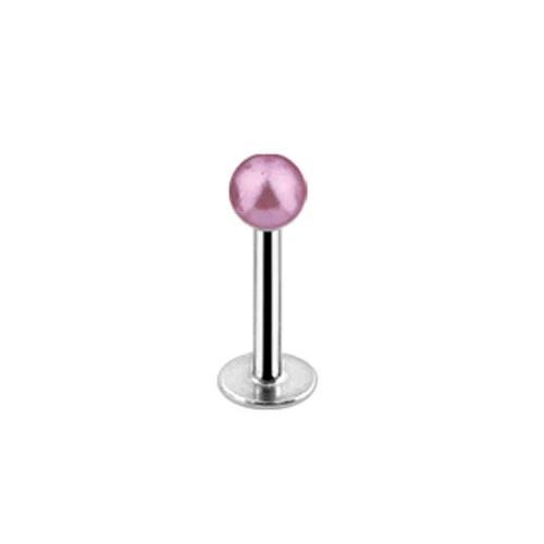 1,2mm Labret mit Perle Weiß, Rosa, Pink Ohr Tragus Helix Lippen Piercing Stab - Bild 3 von 4