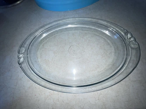 Vintage Blue Tint Pyrex 812 Glass Oval Oven Broiler Baking Dish Serving Platter