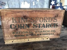 Rare Antique Kingsford Corn Starch Box Wood 40lbs Advertisement