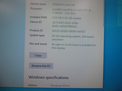 LENOVO THINKCENTRE M71e TOWER PC INTEL i3-2120 3.30GHz 8GB 500GB