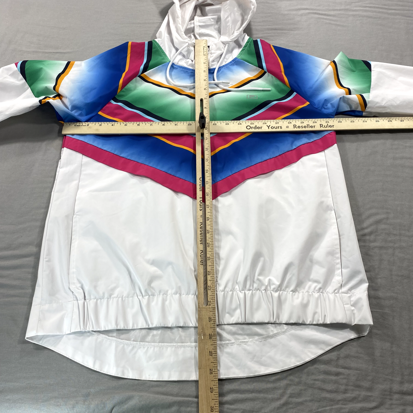 Giacca sportiva Fila donna grande bianca a righe giacca a vento full zip cappuccio donna