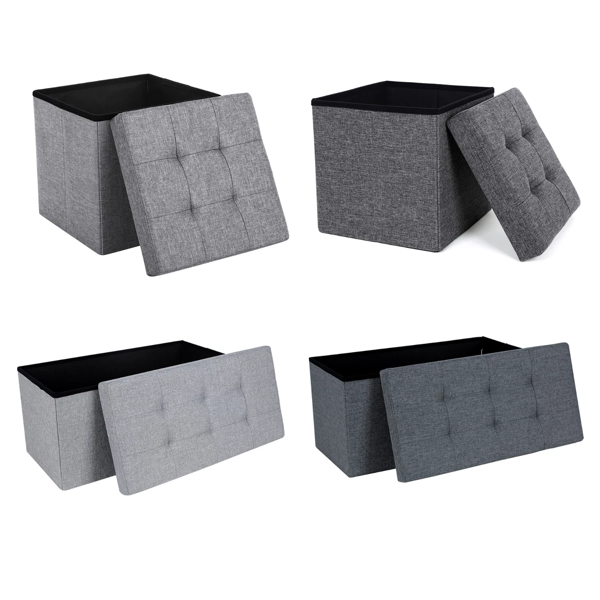 SONGMICS Storage Ottoman Padded Foldable Bench Cube Box with 40L