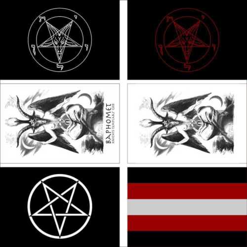 Drapeau du satanisme Baphosimb Baphomet Chevaliers Dieu des Templiers Satan Catholique Romain - Photo 1 sur 9