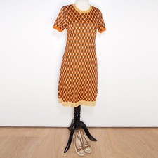 Robe Tricotée Maliparmi Marron Orange Diamants Viscose À Manches Courtes Femme S