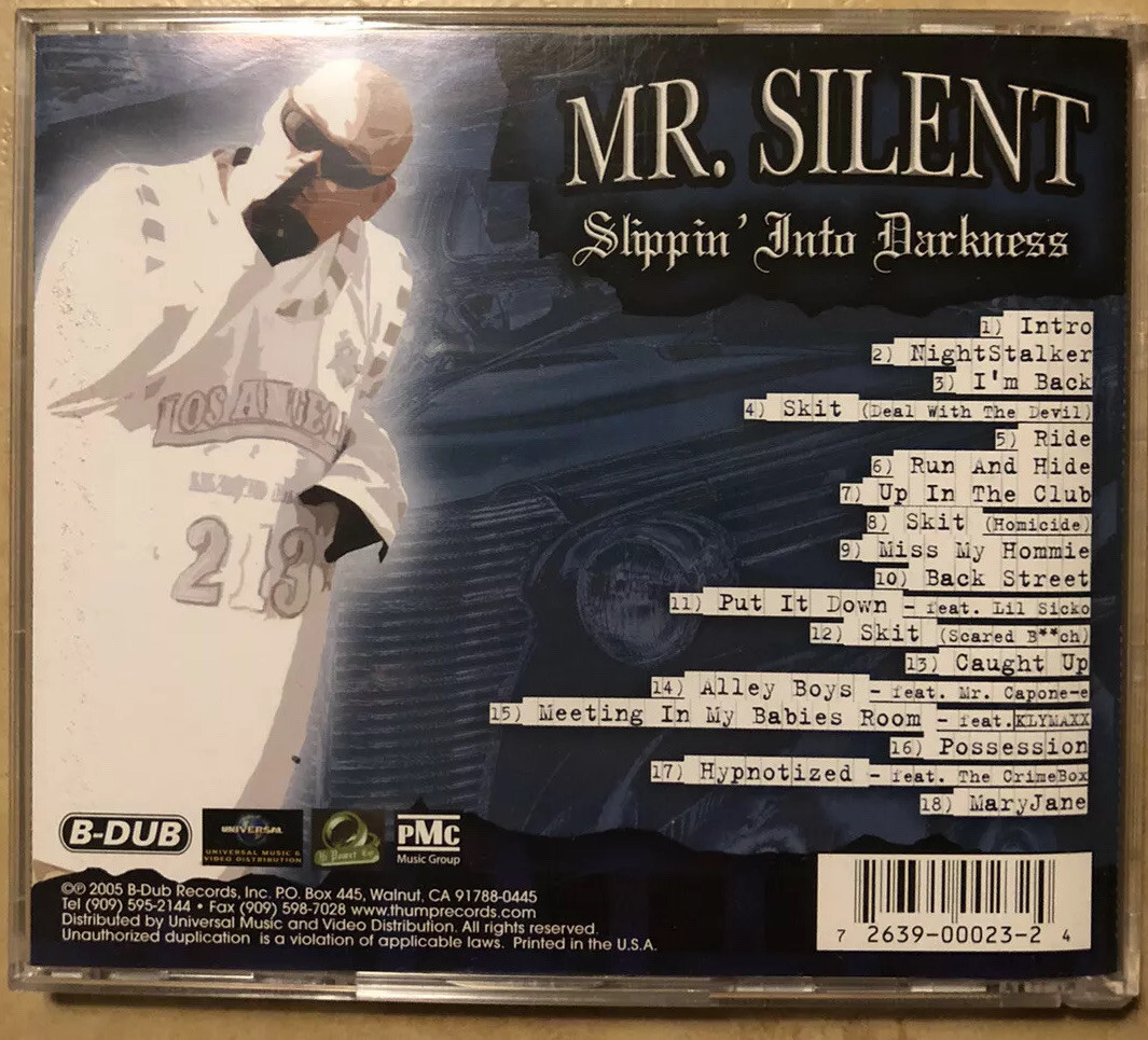 MR SILENT SLIPPIN INTO DARKNESS Bonus DVD CD 2005 2 DISC CHICANO