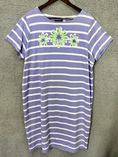 Bob Mackie Dress XL Purple Striped Embroidered Shift Beach Resort Casual Luxe