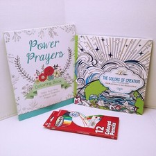 Bundle Lot-3 Power Prayers  Creation Adult Coloring Books  12-Color Pencils