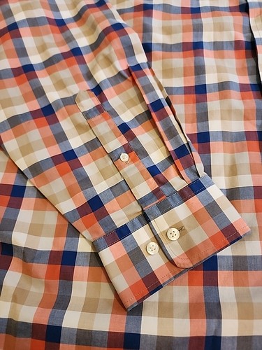 Jos. A. Bank Traveler's Men's XXL L/S Orange/Blue Plaid Button Dowm EUC. GB21 - Picture 3 of 10