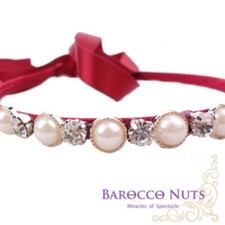 RED-Pearl RHINESTONE Vintage Beaded Hair Band Accessories Head band wrap BN 691